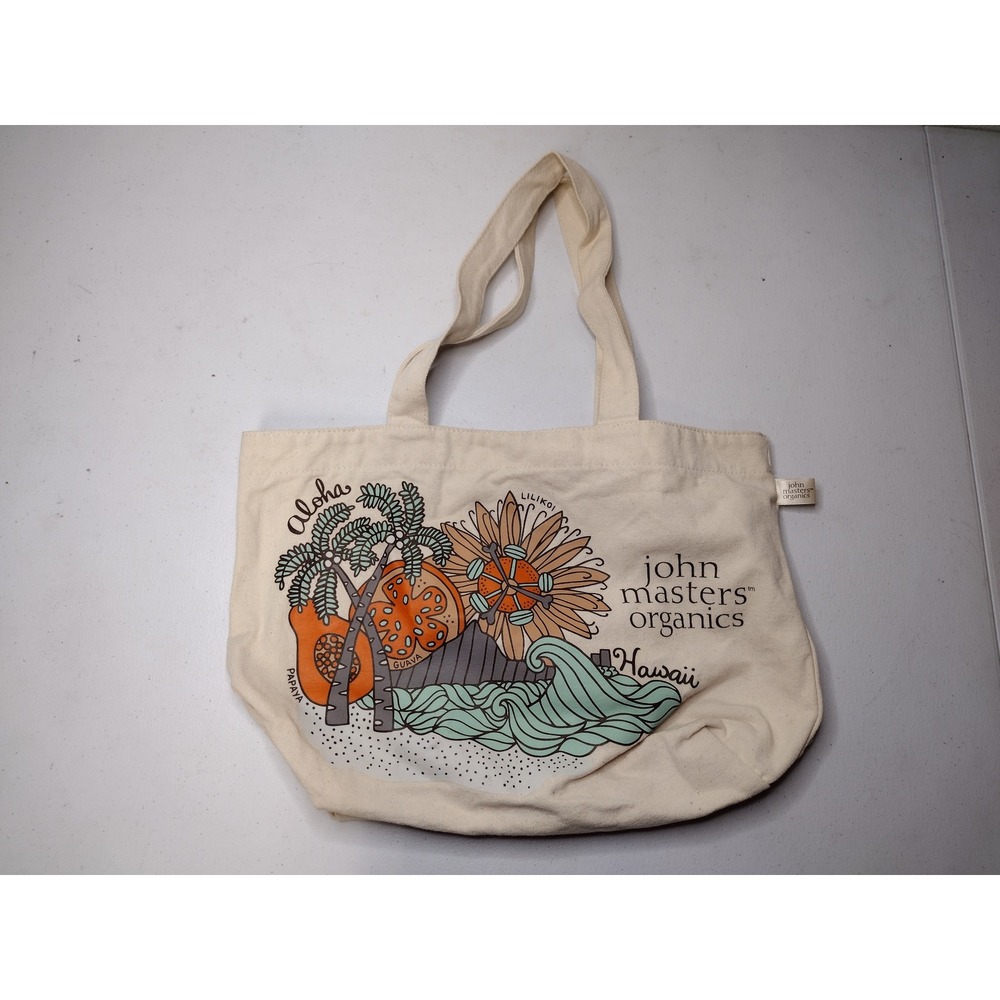 John Masters Organics Hawaii Canvas Tote Bag Ala Moana Tropical Fruit Cream